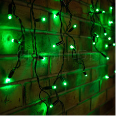 Гирлянда Айсикл (бахрома) светодиодный, 2,4 х 0,6 м, черный провод, 230 В, диоды зелёные, 88 LED NEON-NIGHT