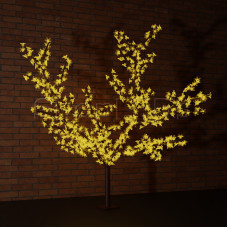 Светодиодное дерево "Сакура" высота 1,5м, диаметр кроны 1,8м, желтые светодиоды, IP 54, понижающий трансформатор в комплекте, NEON-NIGHT